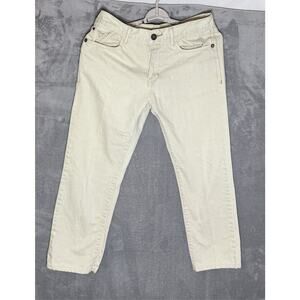 Ring of Fire Slim Straight Jeans Mens 34x27 Cream Khaki Denim Pants Casual